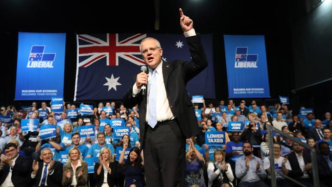 The Prime Minister at a Liberal Party campaign rally in Sydney on Sunday. Picture: Gary Ramage