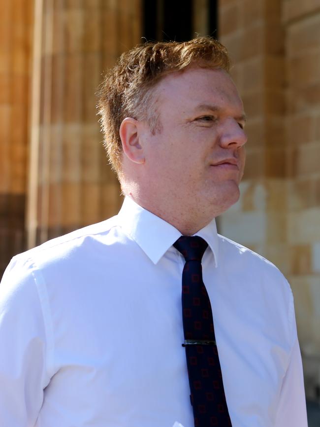 Richard Boyle leaves the Adelaide Magistrates Court. Picture: AAP / Kelly Barnes