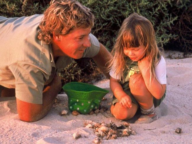 A young Bindi Irwin with her dad, Steve.