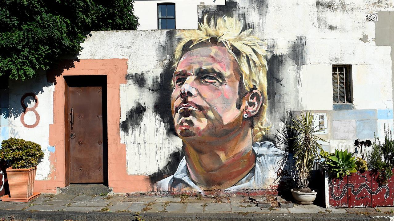 A mural of Shane Warne that has been painted in Dalgety Lane in St Kilda. Picture: Josie Hayden