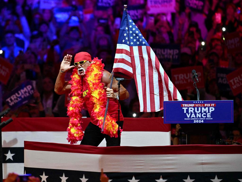 Former pro wrestler Hulk Hogan on stage at Madison Square Garden. Picture: AFP