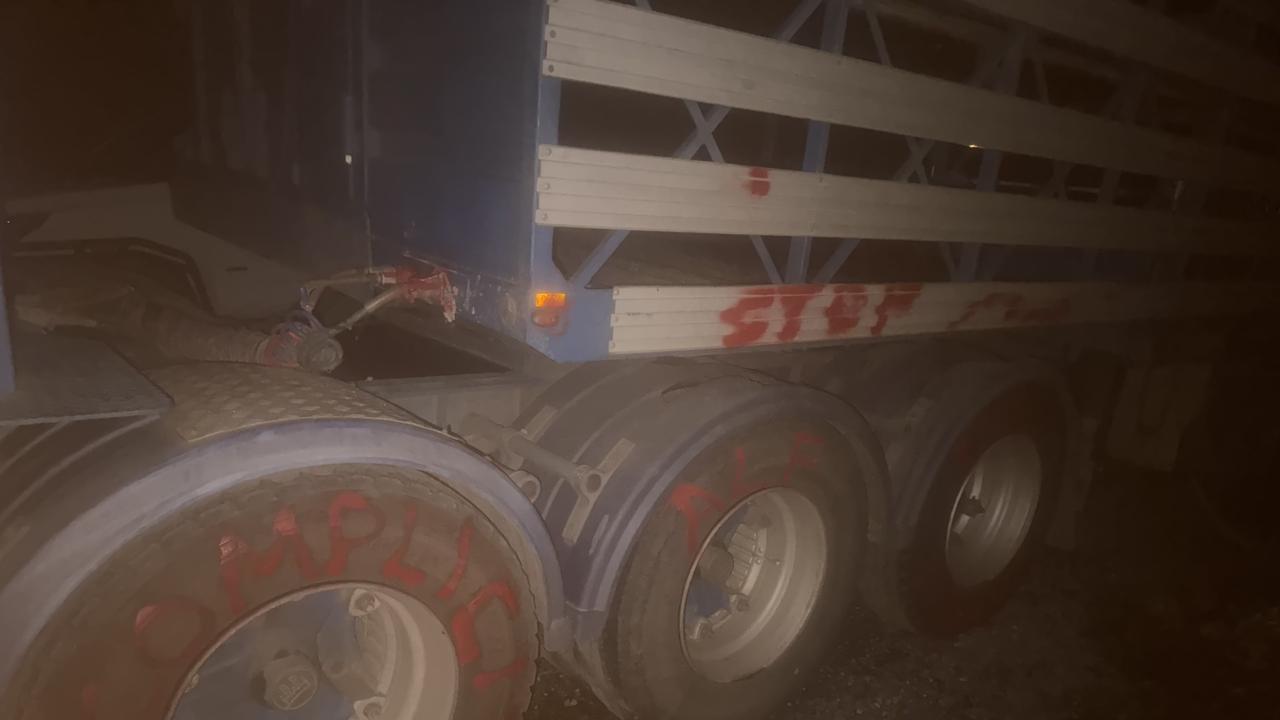 Livestock truck vandalised in suspected animal-activist attack