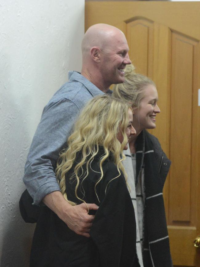 AFL football star Barry Hall talks with locals after giving a talk at the Eudunda Club. Picture: Brenton Edwards/AAP