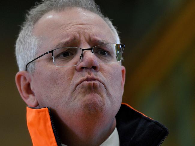 SYDNEY, AUSTRALIA - NewsWire Photos, NOVEMBER, 15, 2021: Prime Minister Scott Morrison speaks to the media during a press conference after a tour of the Baker and Provan manufacturing business in St Mary's, Sydney. Picture: NCA NewsWire/Bianca De Marchi