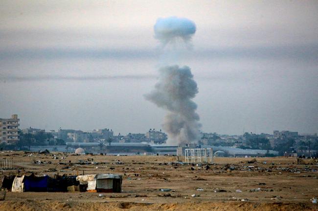 Smoke billows following Israeli bombardment in Rafah in the southern Gaza Strip