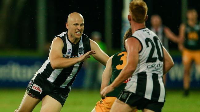 Gary Ablett Jr returned to the footy field for the first time in two years for Palmerston. Picture: Glenn Campbell