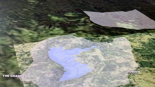 A 3D model of the porposed Dunoon dam, part of a digital map created by Rous County Council.