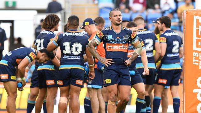 Nathan Peats looks on following a Sea Eagles try. Picture: AAP Image