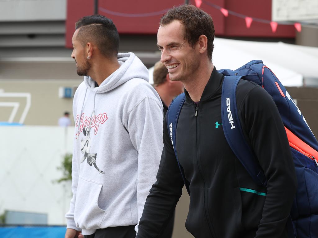 Nick Kyrgios and Andy Murray. Picture: Tara Croser.