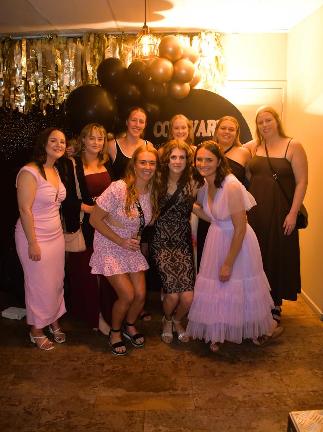 The A Grade Netball Team having a great night at the Cowwarr Saints Football &amp; Netball Club Golden Gala Ball 2024. Picture: Jack Colantuono