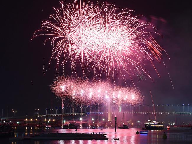 Fireworks display over Victoria Harbour at 9:45pm. Picture: Mike Keating