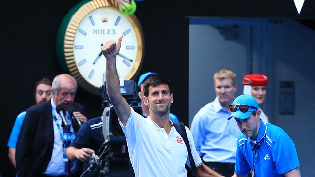 Djokovic leaves Rod Laver Arena after being stunned by a red-hot Denis Istomin. Picture: Mark Stewart