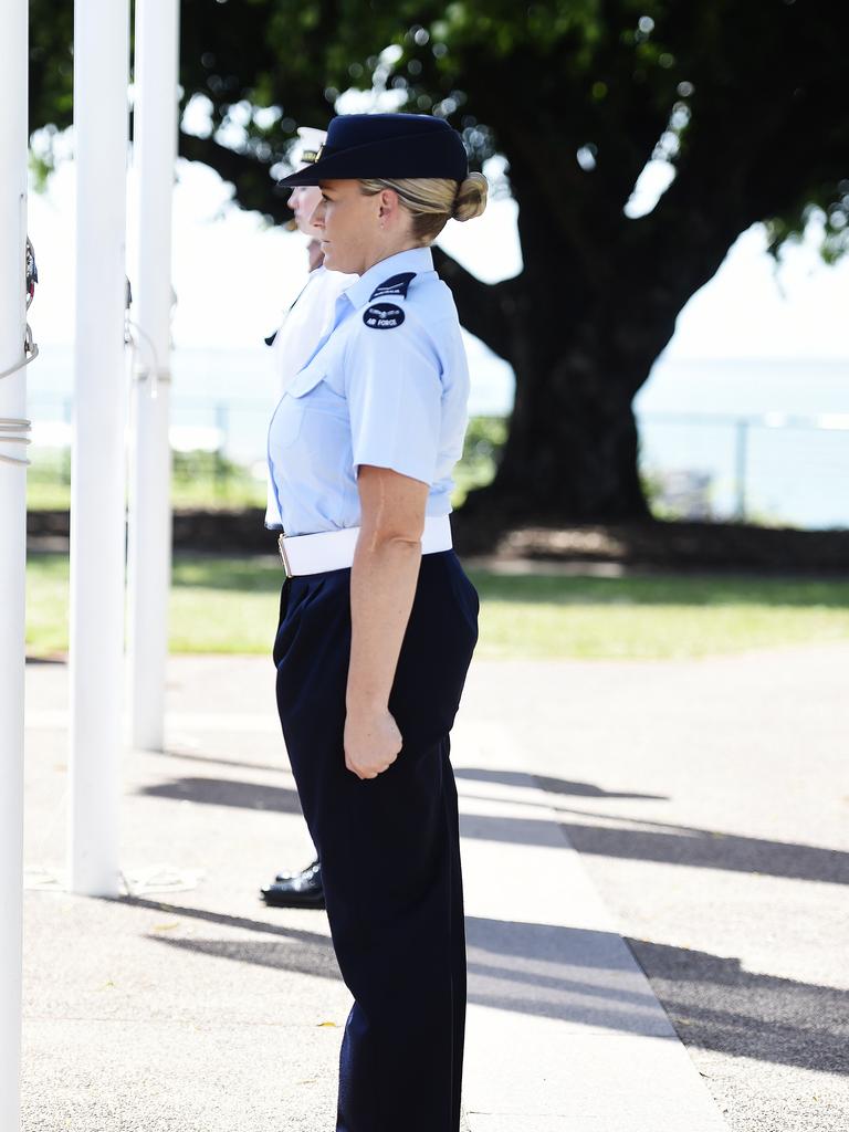 The Catafalque party stands guard in the 77th Anniversary of the Bombing of Darwin on Tuesday, February 19, 2019. Picture: KERI MEGELUS