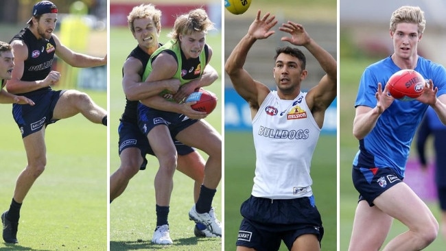 Western Bulldogs star Marcus Bontempelli loves what he sees from young pups Bailey Smith, Ben Cavarra and Tim English.