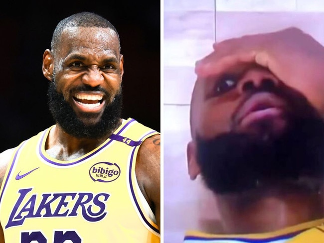 Lebron James was caught taking a cheeky look at if the umpire called a foul. Image: Getty/X