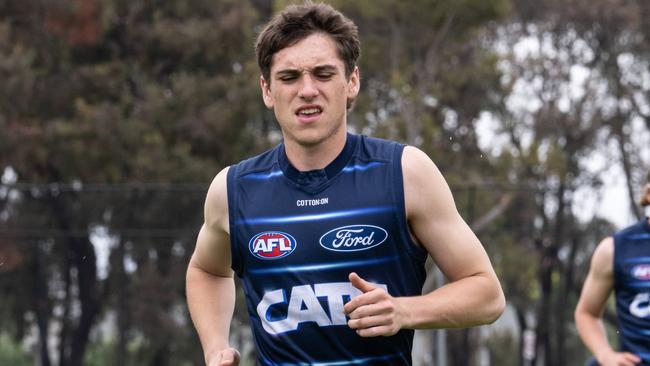 25-11-2024 Geelong Cats pre-season training at Deakin University Waurn Ponds. Xavier Ivisic. Picture: Brad Fleet