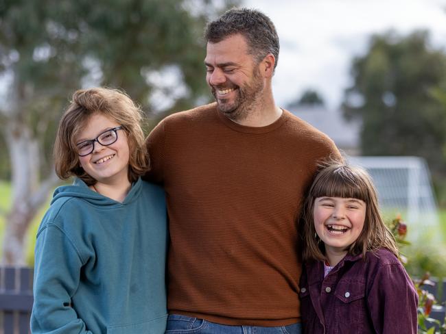 Fletcher, 11, and Mavis Van Kaathoven, 9, from Warragul have been named First Aid Champions for 2024 by St John Ambulance Victoria for saving their dad, Jeremy. Picture: Sam O’Reilly, Ascent Media