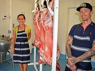 SEE FOR YOURSELF: Hugh Paterson and his partner Amarina Nhaynes, a vegetarian, from Boss Meats. Picture: Matthew Purcell