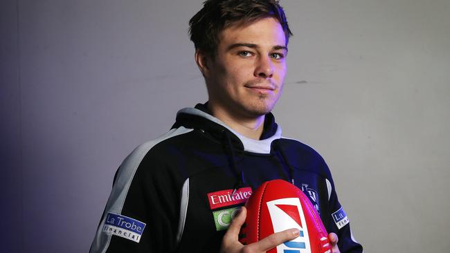 Collingwood's Josh Thomas during todays media session . Pic: Michael Klein