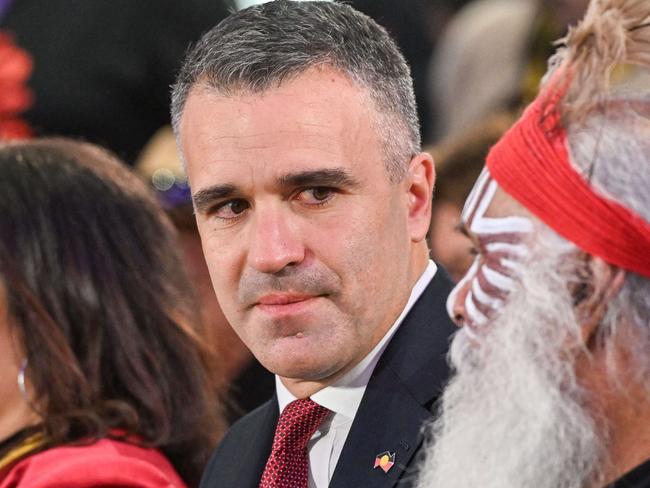 ADELAIDE, AUSTRALIA - NewsWire Photos AUGUST 30, 2023: An emotional Premier Peter Malinauskas after delivering a speech at the Yes23 Campaign Launch in the northern Adelaide suburb of Elizabeth. Picture: NCA NewsWire / Brenton Edwards