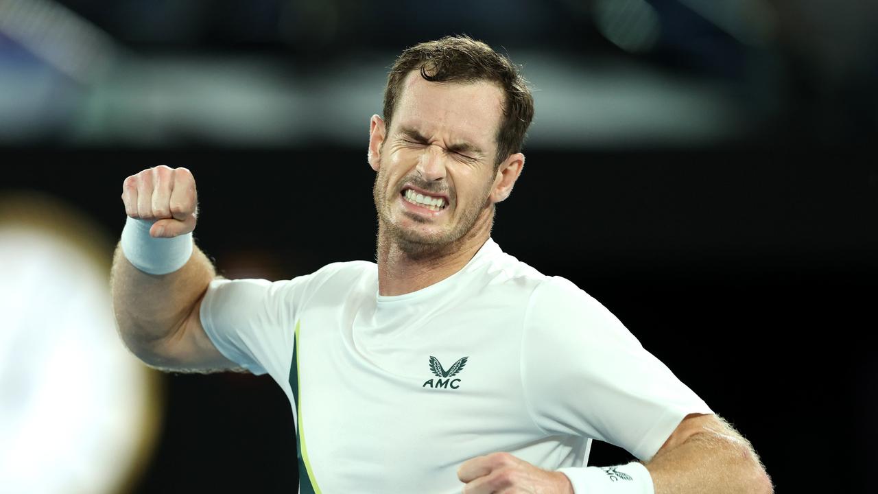 Andy Murray celebrates after winning the match tie-break.