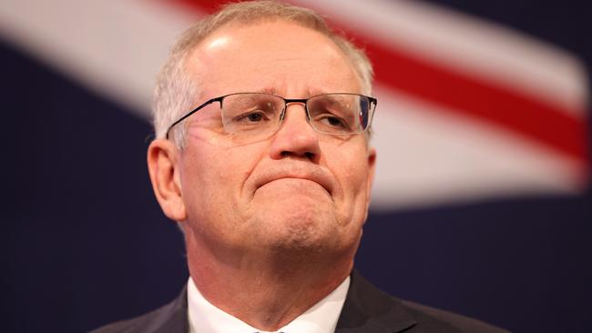 Scott Morrison concedes defeat following the results of the federal election in May. Picture: Getty Images