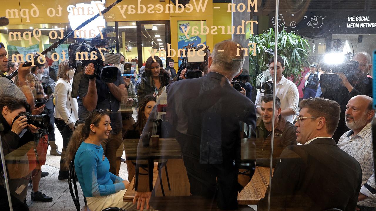 Late on Thursday afternoon Mr Albanese was mingling with local constituents at a cafe at Top Ryde City. Picture: Toby Zerna