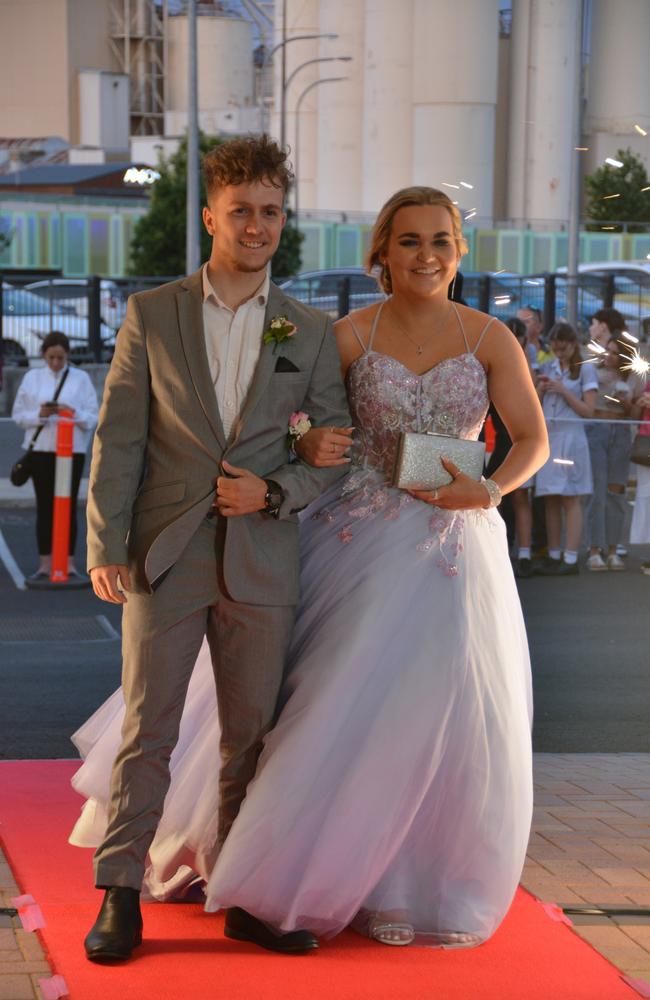 Toowoomba school formals. At the 2023 St Ursula's College formal is graduate Charlotte Taylor with her partner Kyle Snow. Picture: Rhylea Millar