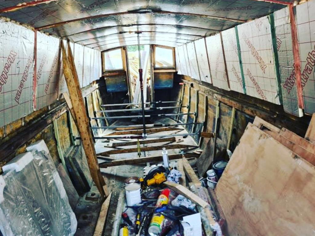 The boat during renovations. Picture: Mercury Press/Caters News