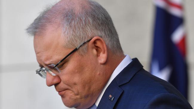 Scott Morrison, during a press conference in Canberra to comment on the jobs figures. Picture: Getty Images