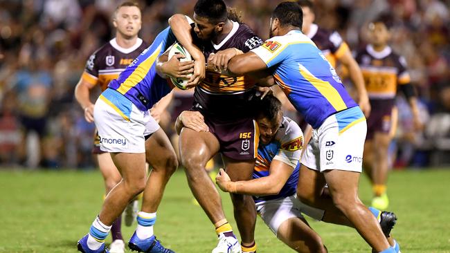 Payne Haas led the way for the Broncos. Picture: Getty Images