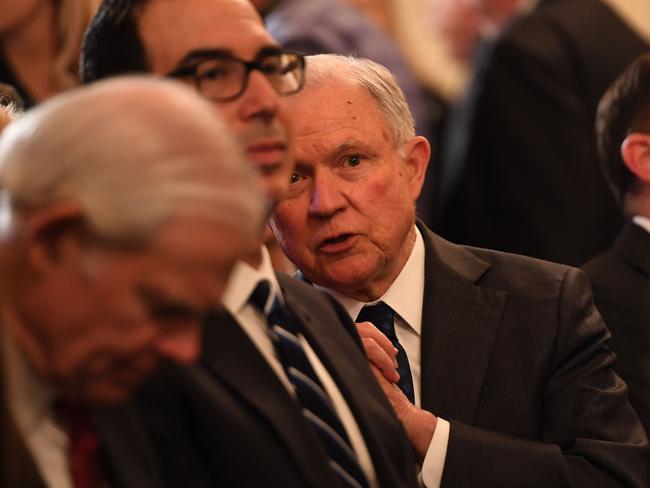 US Attorney General Jeff Sessions looks on before the US president announced Kavanaugh as his Supreme Court nominee. Picture: AFP/Saul Loeb