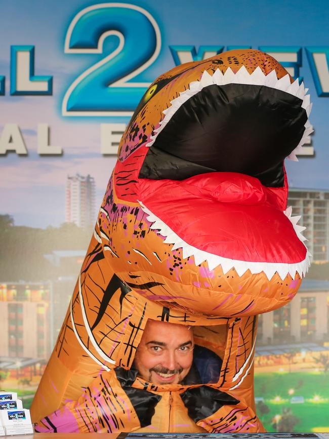 Call2View Real Estate’s chief executive Adam Hayes as Agent T-Rex. Picture: Glenn Campbell