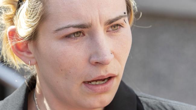‘Everyone’s gutted’: Amanda Jay outside the Hobart Magistrates Court.