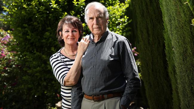 Joan and Steele Hall at home in Wattle Park in 2017. Picture: Calum Robertson