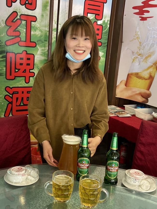 Li Xiang, a waitress at the Bright Moon Restaurant in Qingdao, says Australian barley is highly prized in China.