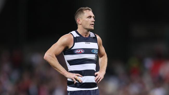 Geelong captain Joel Selwood was gutted post-game. Picture: Matt King/AFL Photos/via Getty Images