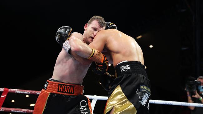 Jeff Horn vs. Tim Tszyu at Queensland Country Bank Stadium. Picture: Alix Sweeney