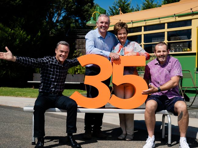 Longest serving cast members Stefan Dennis, Alan Fletcher, Jackie Woodburne and Ryan Moloney.