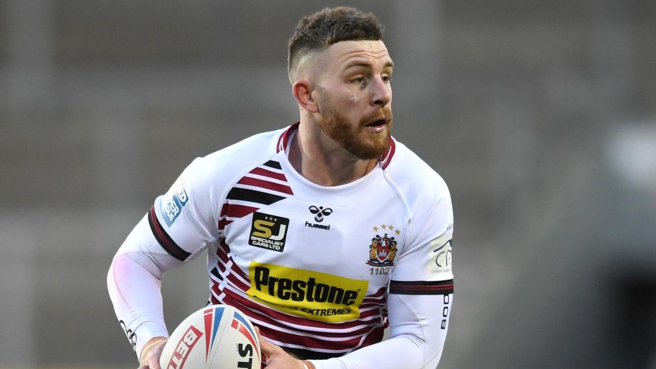 Jackson Hastings playing for Wigan in the English Super League, where he was named the ‘Man of Steel’ in 2019.