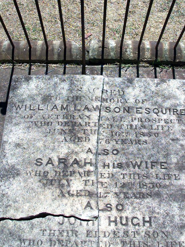 Gravestone of explorer William Lawson at St Bartholomew's Cemetery at Prospect. Pic Troy Bendeich. NSW / Religion