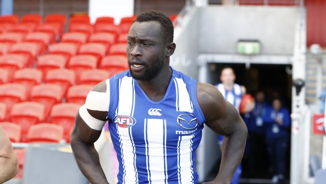 Kuol mun looks up to Majak Daw. Picture: Ryan Pierse/Getty Images