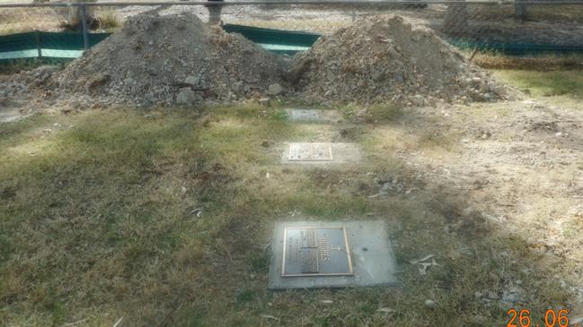 Maud Cross says it's disrespectful how the Nerang Cemetery site has been left after contractors attempted to pre-dig 10 grave sites. Picture: Maud Cross