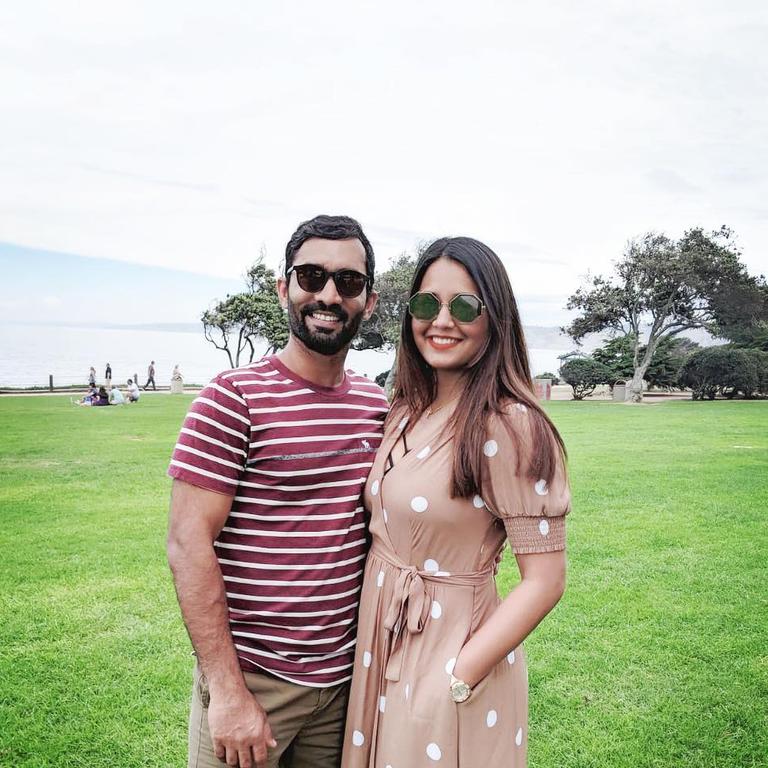Indian cricketer Dinesh Karthik with his wife Dipika Pallikal. Picture: Instagram