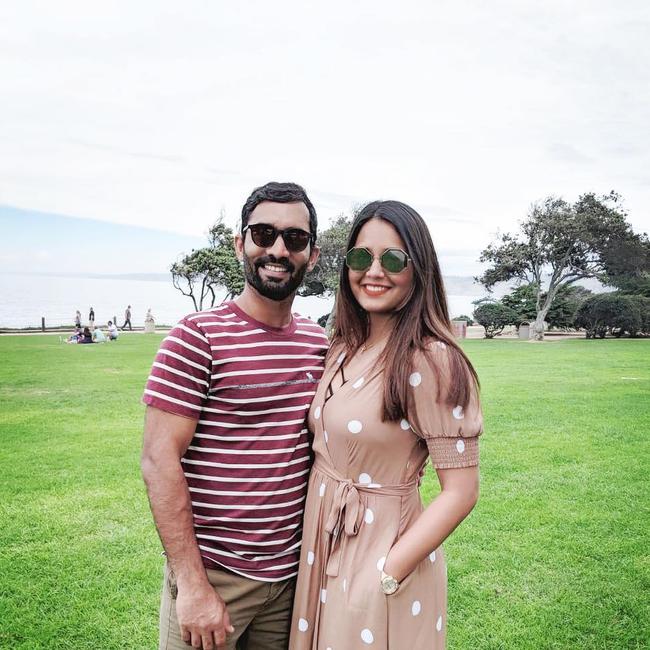 Indian cricketer Dinesh Karthik with his wife Dipika Pallikal. Picture: Instagram