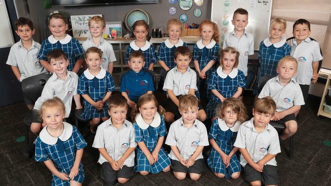 St Mary MacKillop Bannockburn My First Year Picture 1 Class : Prep White Back Row From Left: John Toulmin, Ivy Keys, Reuben Sims, Marlee Carew, Evie Brown, Georgia Anderson, Albie Clark, Indi Rasmussen, Aiden Edwards Middle Row From Left: Riley Fitzpatrick, Amelia Pyle, Morris Colla, Angelo Babic, Lucy Williams, Franklin Ryan Front Row From Left: Pippa Brown, Johnathan McPherson, Kit Turner, Lincoln Rowan, Casey Cawood, Sam Biscan Picture Mark Wilson