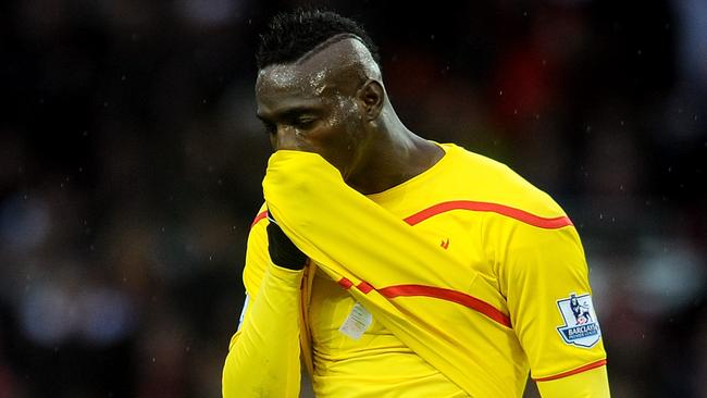 MANCHESTER, ENGLAND - DECEMBER 14: (THE SUN OUT, THE SUN ON SUNDAY OUT) Mario Balotelli of Liverpool reacts during the Barclays Premier League match between Manchester United and Liverpool at Old Trafford on December 14, 2014 in Manchester, England. (Photo by John Powell/Liverpool FC via Getty Images)