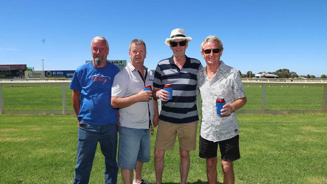 MELBOURNE, AUSTRALIA - MARCH 2 2024 Glenn Gallip, Stuart Patterson, Phil Page and Snapper Shand Attend the Wangaratta Cup Picture: Brendan Beckett