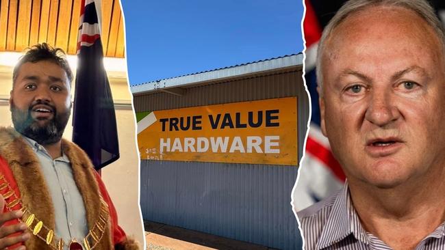 Left: Barkly Regional Council Mayor Sid Vashist. Centre: Barkly Hardware and Gas. Right: Barkly MLA Steve Edgington.