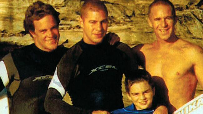 An old family photo of the Abberton brothers, from left to right, Koby, Jai, Sunny and (front), their younger brother Dakota in the early days at Maroubra in Sydney’s eastern suburbs.